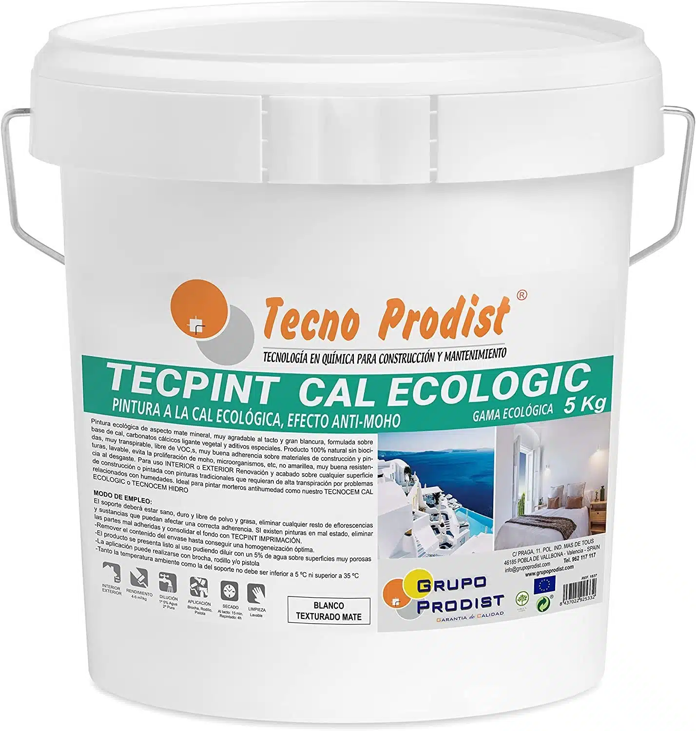 TECPINT CAL ECOLOGIC • Pintura ecológica a la cal exterior e interior al agua - Imagen 3